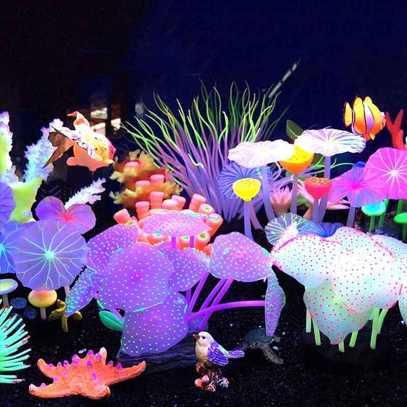 Aquarium Planted Substrate - ซิลิโคนเรืองแสงตกแต่งตู้ปลา ปลาประดับ ปะการังเรืองแสง ดอกทานตะวัน ดอกไม้ทะเล ตกแต่งใต้น้ำสำหรับตู้ปลา