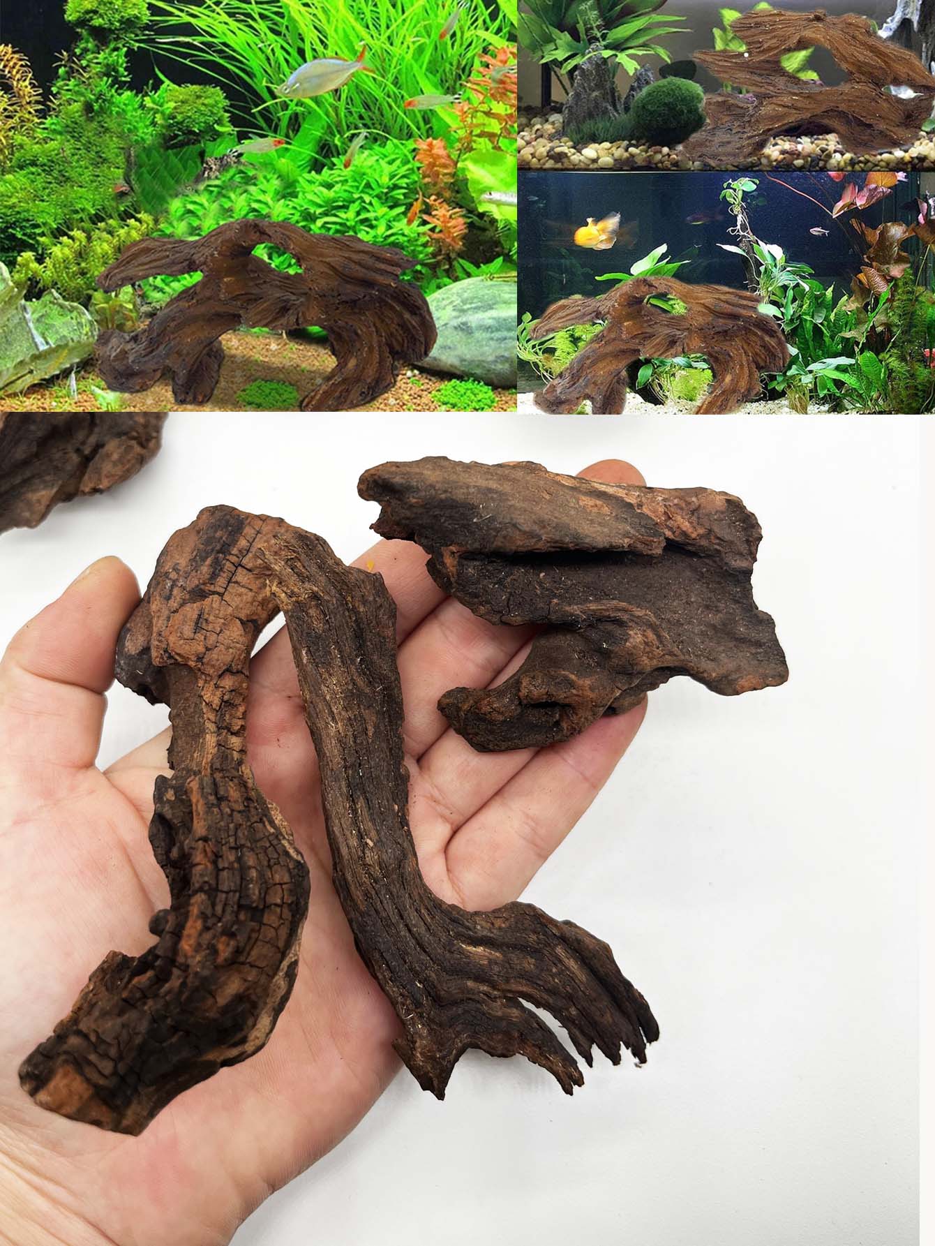 Aquarium Planted Substrate - 3ชิ้น ﻿ ชุดไม้ดริฟท์ดูเป็นธรรมชาติสําหรับพิพิธภัณฑ์สัตว์น้ํา - ภูมิทัศน์ตู้ปลาที่มีชีวิตชีวา การตกแต่งที่ทนทานและปลอดภัยกับปลา