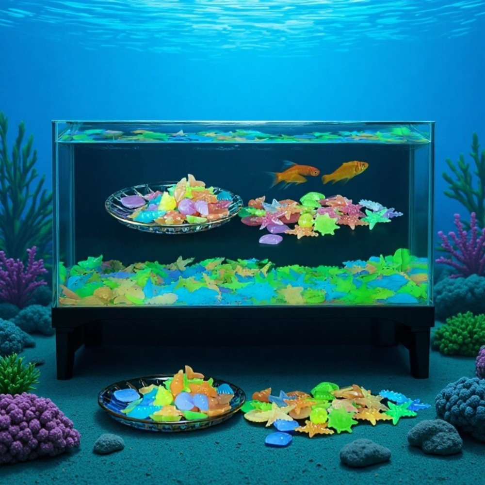 Planted Aquarium Materials - หินเรืองแสงในทะเล เปลือกหอยเรืองแสง ปลาดาวหลากสีสัน สำหรับตกแต่งตู้ปลา ตกแต่งภูมิทัศน์ ให้แสงสว่างในตู้ปลา