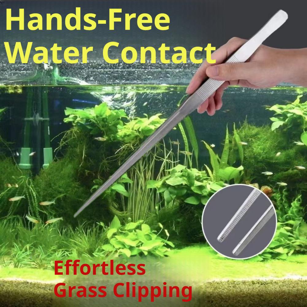 Planted Clip Tweezers - แหนบสแตนเลสสำหรับตู้ปลา อุปกรณ์จัดสวนในตู้ปลา แบบตรงและแบบโค้ง คีมหนีบตู้ปลา สำหรับป้อนอาหารและจับต้นไม้ในตู้ปลา