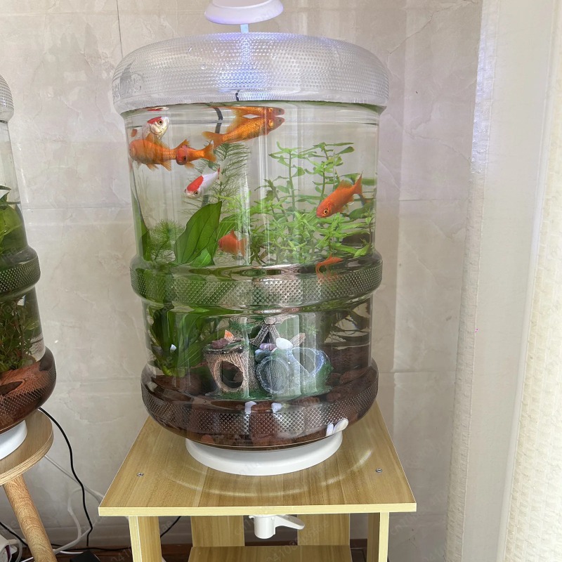 Aquarium Planted Tank Setup - ตู้ปลาสำเร็จรูปขนาด 30x30 ซม. ทำจากพลาสติก ดีไซน์สร้างสรรค์ พร้อมระบบเปลี่ยนน้ำแบบคลิกเดียว