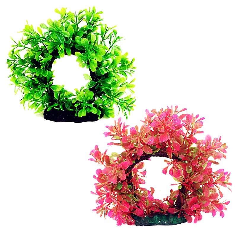 Planted Aquarium Materials - พวงหรีดใต้น้ำ พลาสติกประดิษฐ์สำหรับตู้ปลา พืชปลอมในน้ำ ต้นไม้ประดิษฐ์ในน้ำ หญ้าสีเขียว พวงหรีดสีชมพู